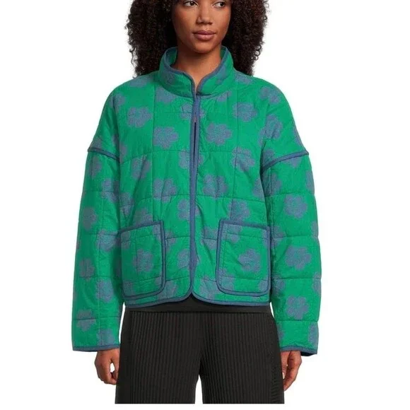 Free People Chloe Jacket Top Floral Print Quilted Dolman Long Sleeve XL 285679 - Picture 2 of 9